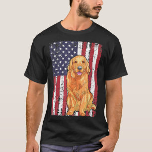Camiseta Cão Patriótico do Ouro de Bandeira Americano