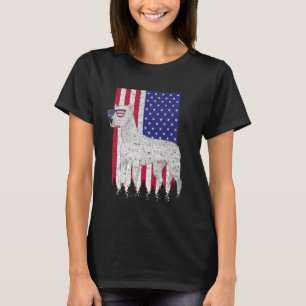 Camiseta Cão Patriótico Dogo Argentino EUA Bandeira America