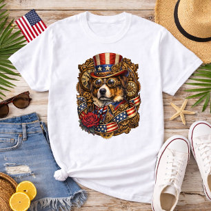 Camiseta Cão Patriótico Steampunk