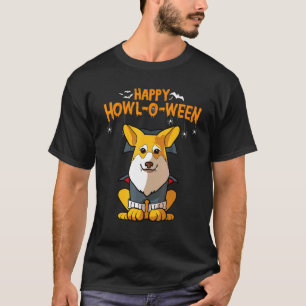 Camiseta Cão Pembroke Corgi Uivo de Halloween
