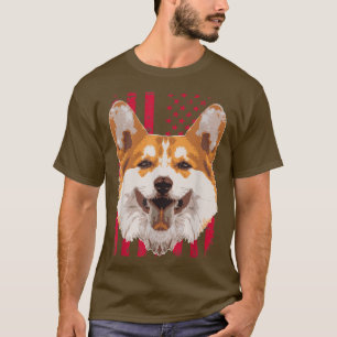 Camiseta Cão Pembroke Welsh Corgi com bandeira americana