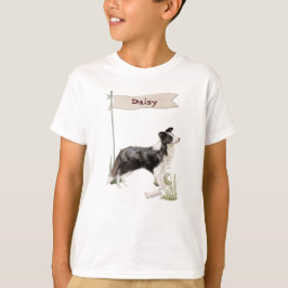 Camiseta Cão Pet de Collie de Borda de Nome Personalizado