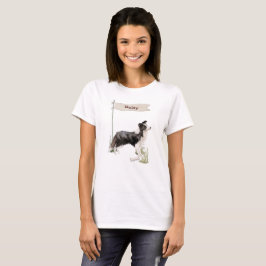 Camiseta Cão Pet de Collie de Borda de Nome Personalizado