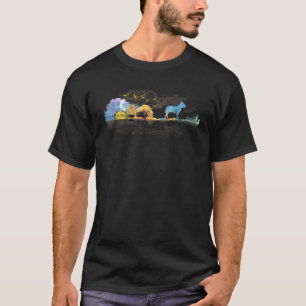 Camiseta Cão Pitbull de Guitarra Aquarela