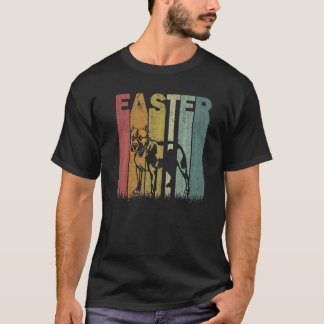 Camiseta Cão Pitbull do Dia de Páscoa Gráfico Retro Engraça