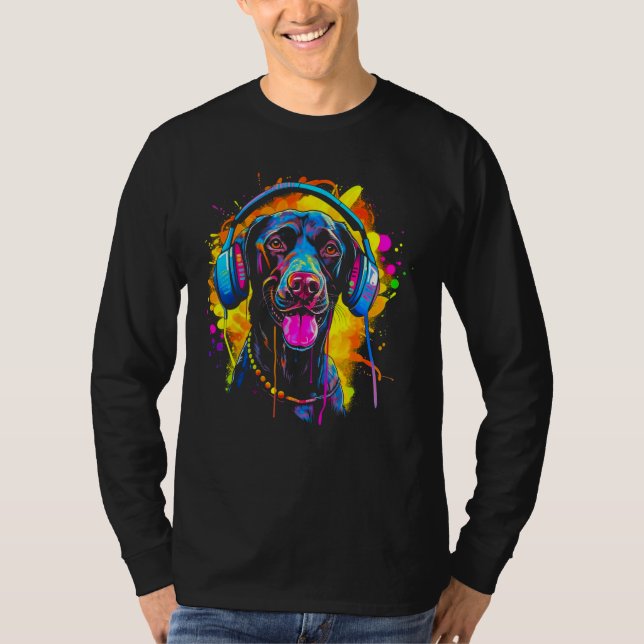 Camiseta Cão Pointer Alemão de Cabelo Curto DJ Festival (Frente)