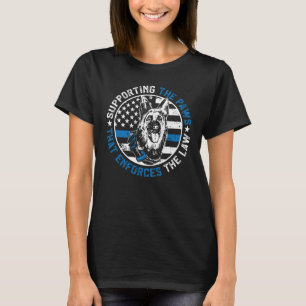 Camiseta Cão Policial K9 Apoiando o Escritório Policial Paw