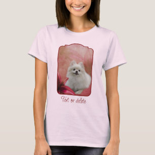 Camiseta Cão Pomerânia Branco Flores de Lírio Arte Animal