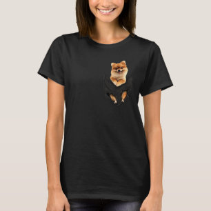 Camiseta Cão Pomerano Engraçado no Bolso para Pom Lovers