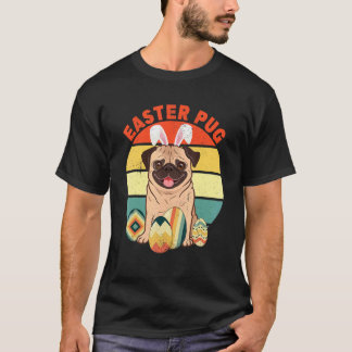 Camiseta Cão Pug de Páscoa e Dia de Animais de Estimação co