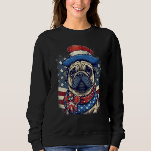Camiseta Cão Pug Patriótico de 4 de Julho