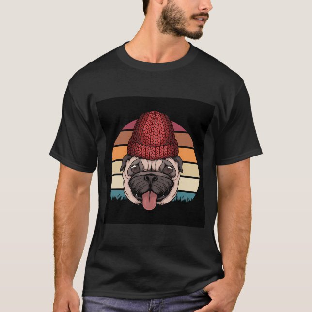 CAMISETA CÃO PUG RETRÔ (Frente)