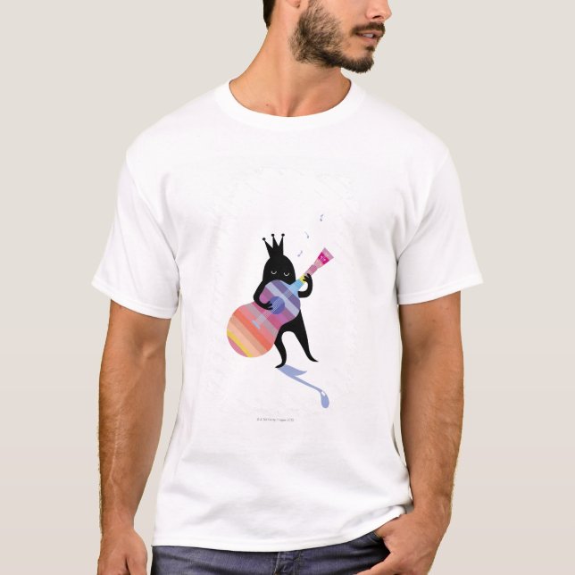 Camiseta Cão que joga a guitarra (Frente)