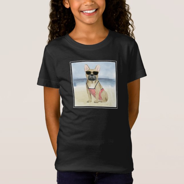 Camiseta Cão quente | Cãibras Nos Óculos De Sol Na Praia (Frente)