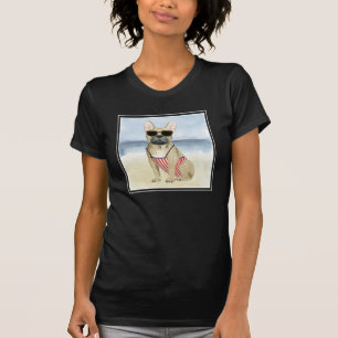 Camiseta Cão quente  Copo Em Óculos De Sol Na Praia