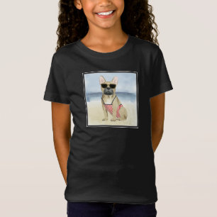 Camiseta Cão quente Copo Em Óculos De Sol Na Praia