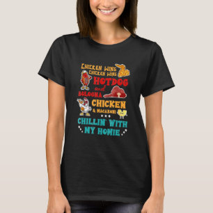 Camiseta Cão Quente De Galinha E Frango De Bolonha E Macaro