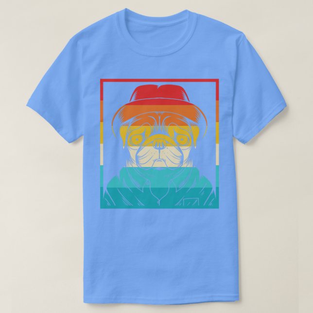 Camiseta Cão - Retro Pug 1 (Frente do Design)