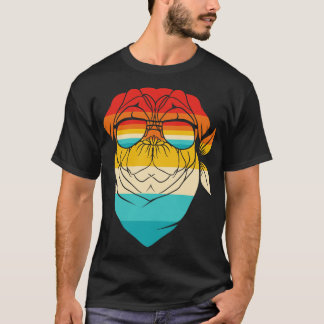 Camiseta Cão Retro Pug Badass