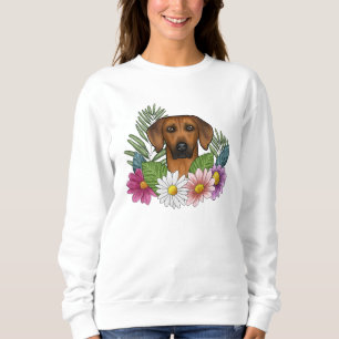 Camiseta Cão Ridgeback Rodesiano Cabeça Flores Silvestres C