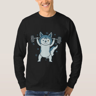 Camiseta Cão rouco Levantando Pesos Neve