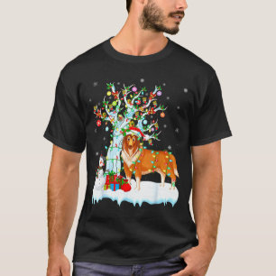 Camiseta Cão Rough Collie Iluminação da Árvore de Natal Rou