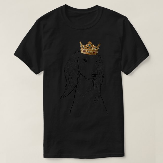 Camiseta Cão Saluki Usando Coroa (Frente do Design)