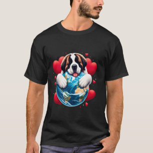 Camiseta Cão São Bernardo Dia da Terra Abraço Amor Dono Abr