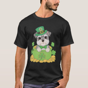 Camiseta Cão Schnauzer Miniatura Dia de São Patrício Íris