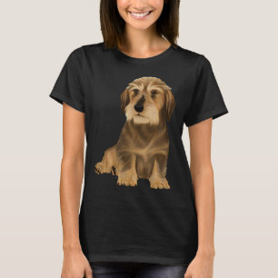 Camiseta Cão Sentado de Dachshund Com Cabelo Frio