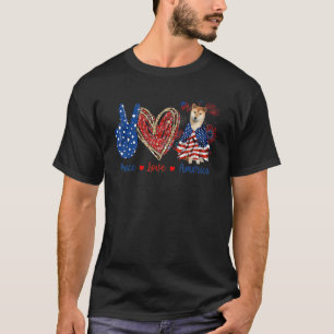 Camiseta Cão Shiba Inu Amor Paz Bandeira Patriótica América