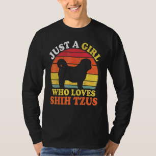 Camiseta Cão Shih Tzu Vintage Apenas Uma Garota Que Ama S