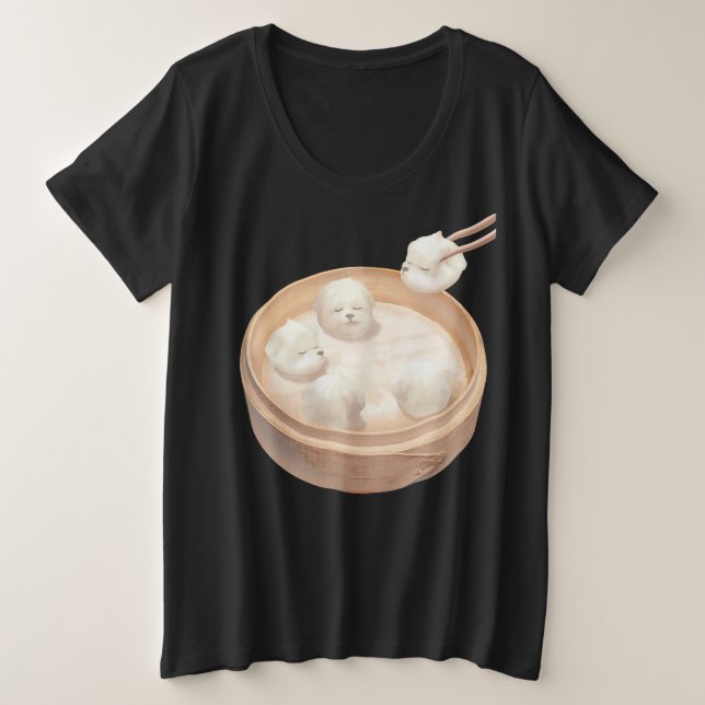 Camiseta Cão Sorriso - Delícia de Xiao Long Bao (Frente do Design)