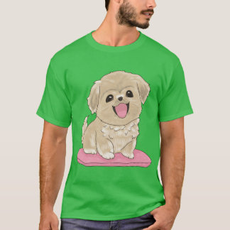 Camiseta Cão Spaniel Cuteibetano no travesseiro menino