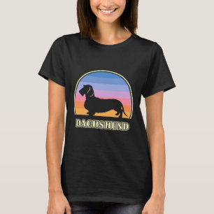 Camiseta Cão Sunset de Fio Haired Dachshund Vintage
