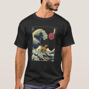 Camiseta Cão Surf Norwich Terrier Japonês Kanagawa