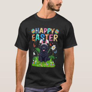 Camiseta Cão Terra Nova Feliz Caça ao Ovo de Páscoa Orelha 