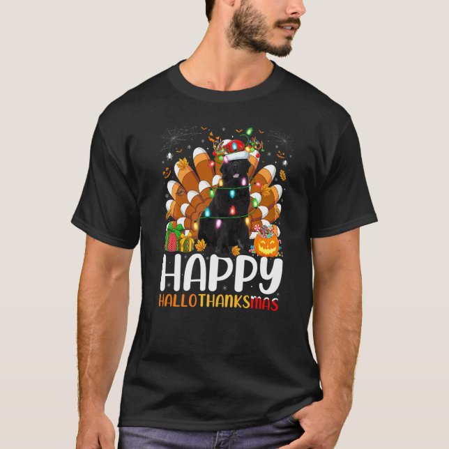 Camiseta Cão Terra Nova Halloween Natal Feliz Halloth (Frente)