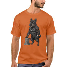 Cão Terrier Escocês, musculoso, tatuado, fisicultu