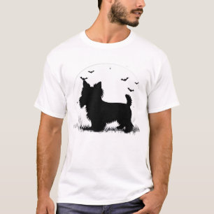 Camiseta Cão Terrier Yorkshire � Silhueta da Lua de Hallowe