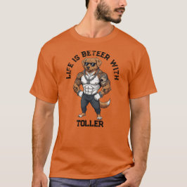 Camiseta Cão Toller, musculoso, tatuado, fisiculturista