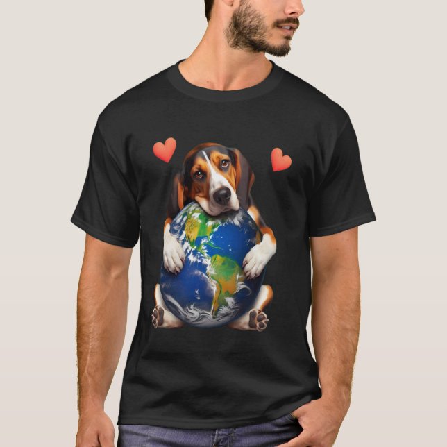 Camiseta Cão Treeing Walker Coonhound Dia da Terra Abraço A (Frente)