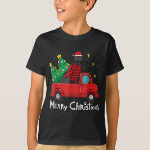 Camiseta Cão Vermelho da Xadrez Negra Labrador de Natal