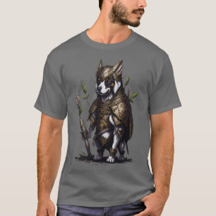 Camiseta Cão vestindo armadura guerreira antiga