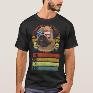 Camiseta Cão Vintage Melhor Pai De Pug No Dia Pó Cão