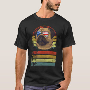 Camiseta Cão Vintage Melhor Pai De Pug No Dia Pó Cão