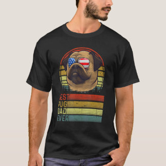 Camiseta Cão Vintage Melhor Pai De Pug No Dia Pó Cão