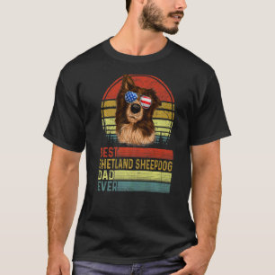 Camiseta Cão Vintage Melhor Pai de Sheepdog Shetland Nunca