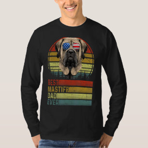Camiseta Cão Vintage Melhor Pai Mastiff Alguma Vez No Dia P