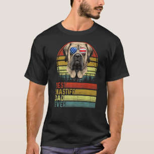 Camiseta Cão Vintage Melhor Pai Mastiff Alguma Vez No Dia P